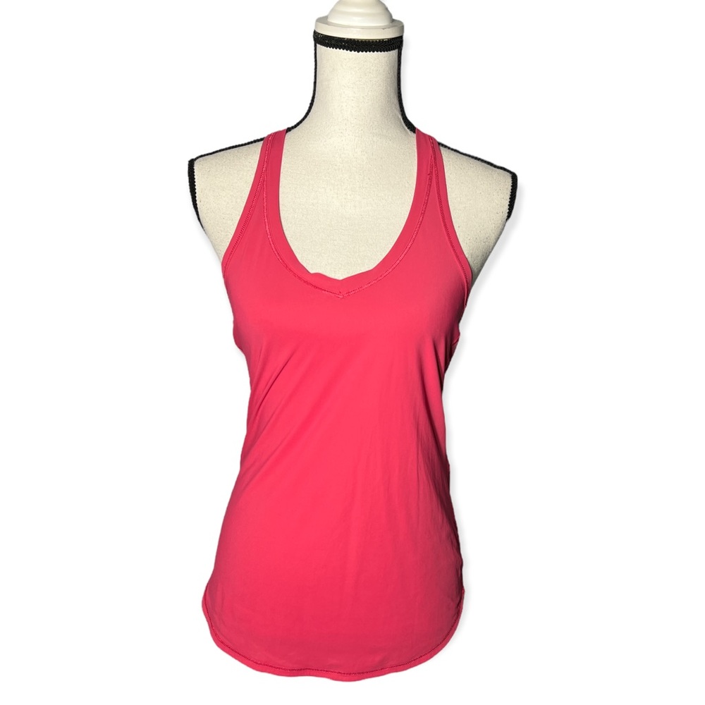 Lululemon Racerback tank tops size 6 bright pink mesh cut out